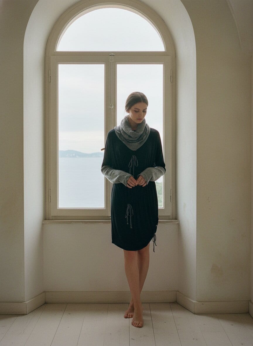 Abbraccio — regenerated cashmere dress from the Mare d'Inverno collection